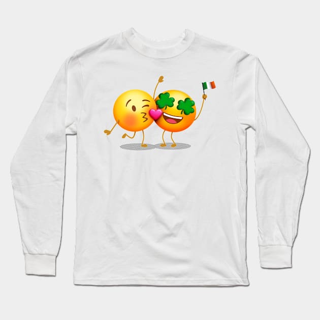 Kiss Me I'm Irish Emojis Long Sleeve T-Shirt by 513KellySt